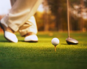 Golfer Waiting to Tee off