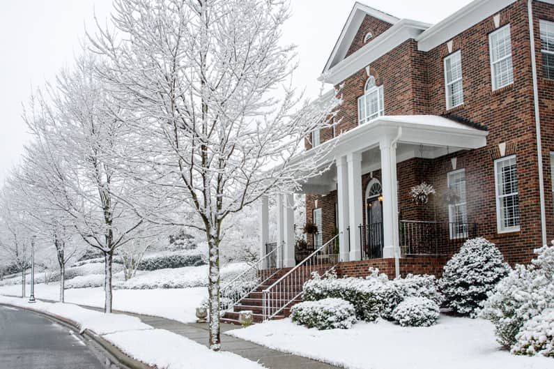 brick siding in the winter