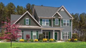 A beautiful suburban American home on a sunny day